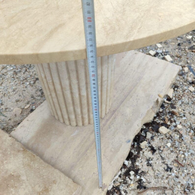 Handmade Travertine Round Table, Sculptural Stone Table, Modern Pedestal Side Table, Natural Stone Coffee Table, Luxury Interior Furniture image 13