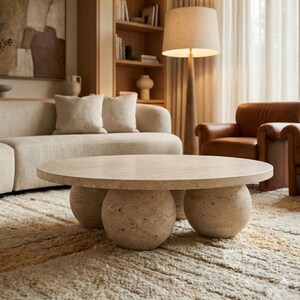 Stylish Travertine Coffee Table | Natural Stone Accent Table