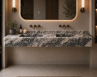 Handmade Calacatta Viola Marble Double Sink – Bathroom Decor, Natural Stone Bathroom Vanity