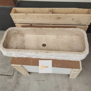 Ready to Ship Travertine  Sink  Farmhouse Sink Powder Room Sink  Hand Carved Marble Sink Bathroom Sink natural stone sink Sink vanity