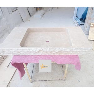 Travertine Sink Wall Mounted Sink Farmhouse Sink Powder Room Sink Calacatta Sink Hand Carved Marble Sink Bathroom Sink