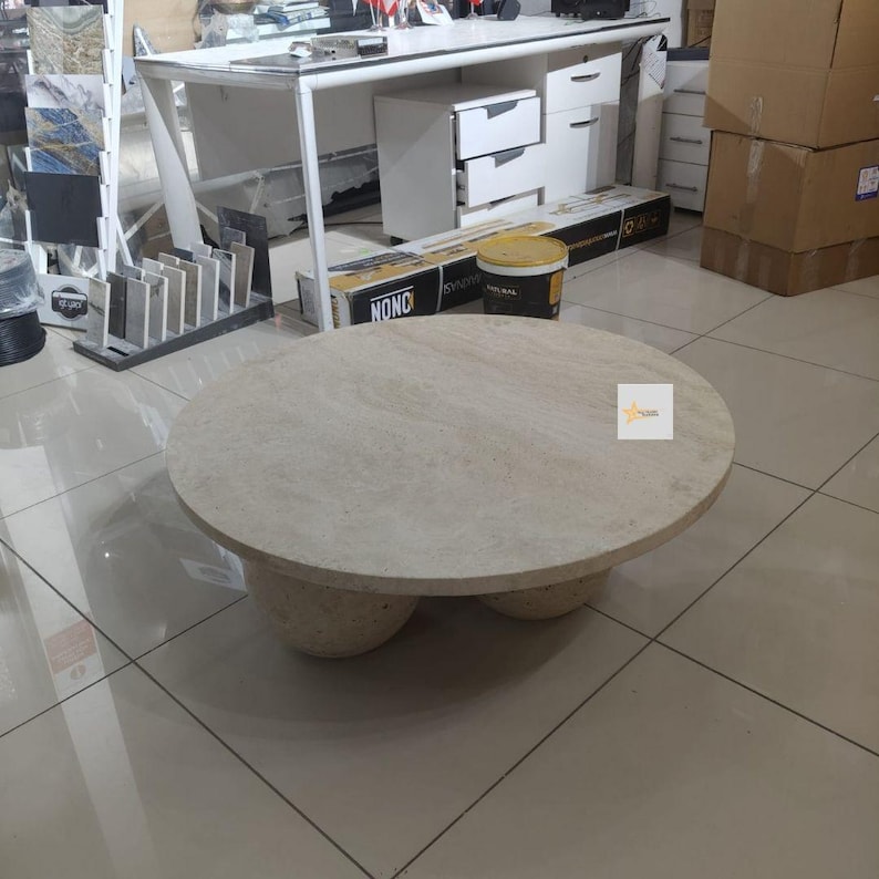 Stylish Travertine Coffee Table | Natural Stone Accent Table - Etsy