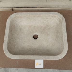 Ready to Ship Travertine  Sink  Farmhouse Sink Powder Room Sink  Hand Carved Marble Sink Bathroom Sink natural stone sink Sink vanity