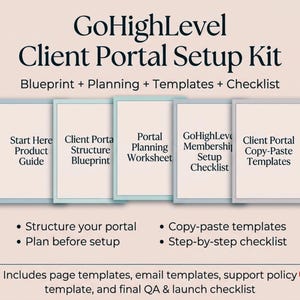 GoHighLevel コーチ向けクライアントポータル設定キット | GHL メンバーシップ構造ブループリント | CRM ポータルテンプレートとチェックリスト