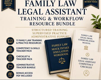 Family Law Paralegal Training Bundle | Legal Assistant Manuals, Excel Trackers, Checklists & Competency Tools