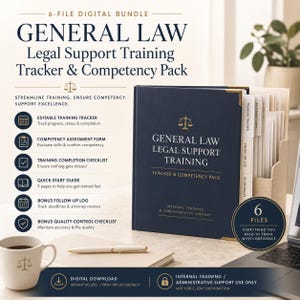 General Law Legal Support Training Tracker | Excel Workbook and Fillable PDF Checklists