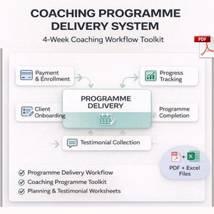Leveringssysteem voor coachingsprogramma's | Workflow voor coachingsprogramma van 4 weken | Klantintroductie en voortgangstracker | Business-toolkit voor coaching