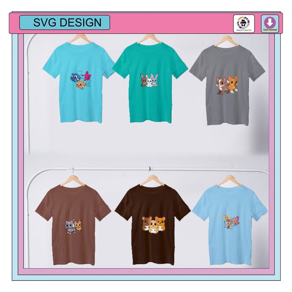 Cute Baby Animals SVG - Kawaii Design for Children's T-shirts