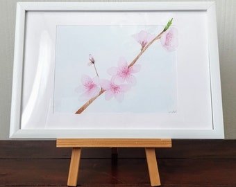 Watercolor "Cherry Branch" Original, Unique, Watercolor, Watercolor Painting, Unframed