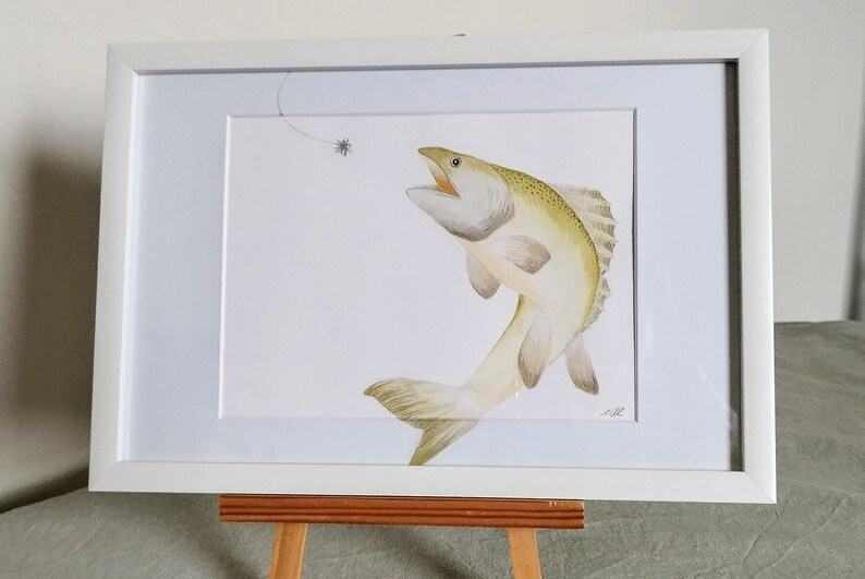 Watercolor Zander original, unique, watercolor, watercolor painting, unframed image 1