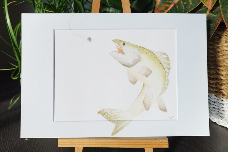 Aquarell Zander Original, Unikat, Watercolor, Aquarellmalerei, ungerahmt Bild 5