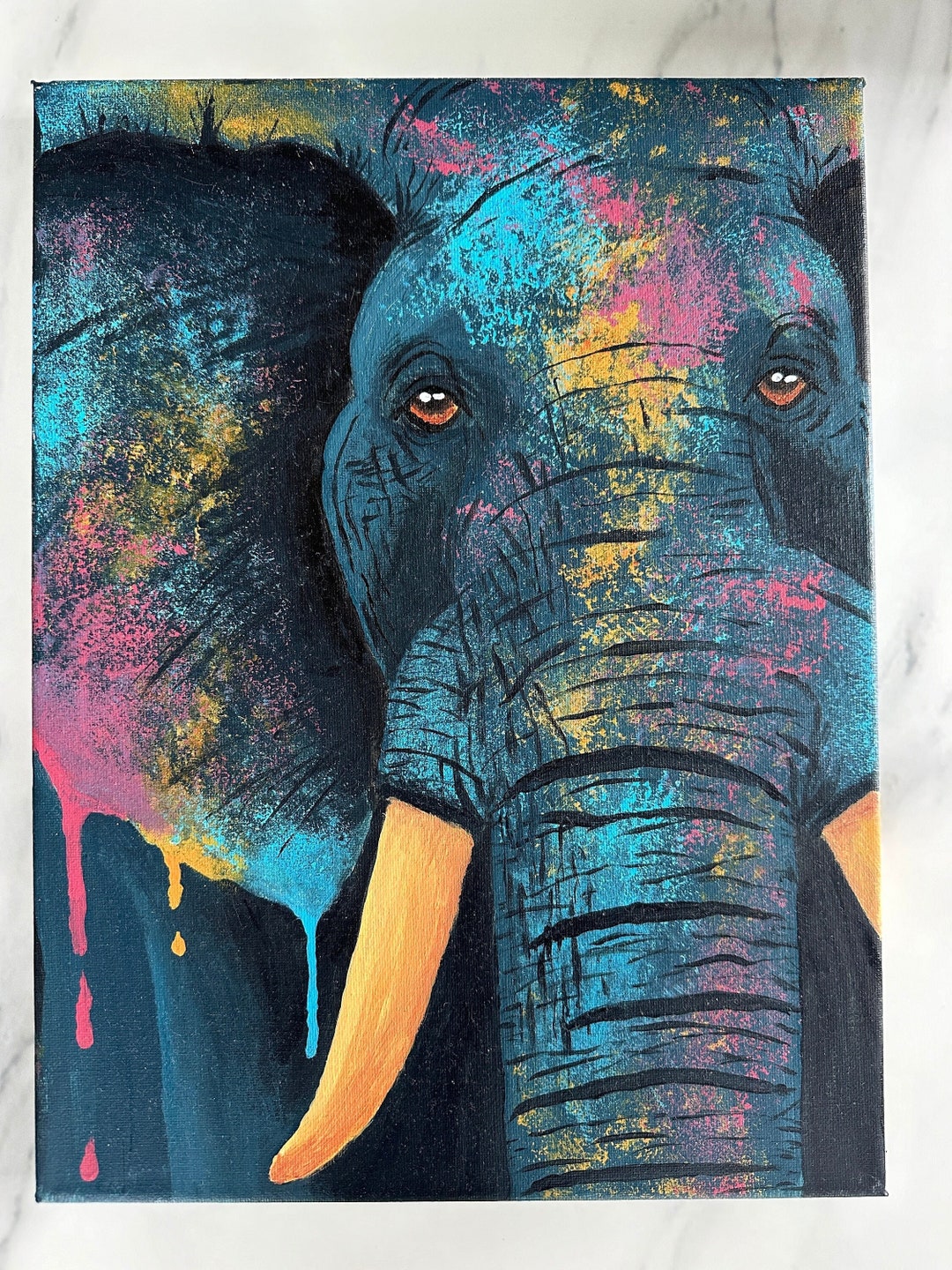 Acrylic Painting, Elephant Color Pop, Painting, Handmade, Canvas 30 X ...