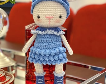 Cute Blue-Dressed Bunny Baby Amigurumi