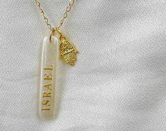 Ivory color Israel necklace with Hamsa