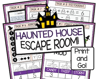 Haunted House Escape Room for Kids - Halloween - Printable Game - Puzzle Party - Family Game Night - No Prep & Ready to Go!