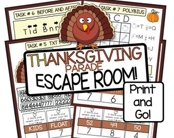 Thanksgiving Escape Room for Kids - Thanksgiving Parade - Printable Game - Puzzle Party - Family Game Night Activity - No Prep!