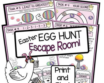 Easter Egg Hunt Escape Room for Kids - Easter Sunday - Printable Game - Puzzle Party - Family Game Night Activity - No Prep