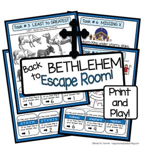 Christmas Escape Room for Kids - Back to Bethlehem Time Travel - Printable Game - Puzzle Party - Family Game Night Activity - No Prep
