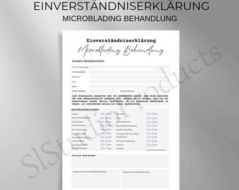 Consent form for microblading treatment PDF and Canva template customizable customer documentation questionnaire legal protection