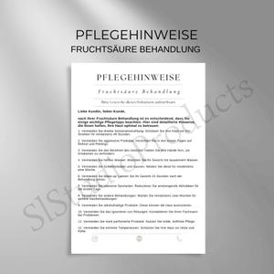 ケア手順 フルーツ酸トリートメント PDF および Canva テンプレート カスタマイズ可能な顧客向けドキュメント 美容フェイシャルトリートメント手順 ケアのヒント