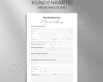 Customer file Microneedling Canva template customizable customer documentation beauty treatment master data maintenance