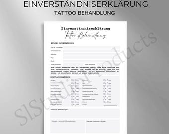Consent form tattoo treatment PDF and Canva template customizable customer documentation questionnaire legal protection