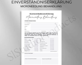 Einverständniserklärung Microneedling Behandlung PDF und Canva Vorlage anpassbar Kunden Dokumentation Fragebogen rechtliche Absicherung