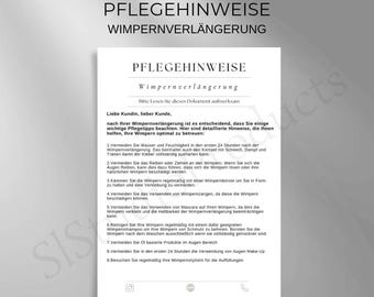Care instructions Lashes Eyelash extension Pdf and Canva template customizable Customer Documentation beauty studio Treatment Care tips Lash extensions