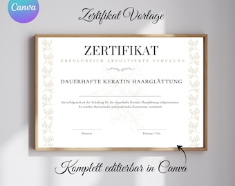 Certificate Template Beauty Studio Certificate Canva Template Lash Extensions Needling Hair Straightening