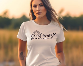 Camiseta de mujer Camiseta de mujer con frase Bad Mom Camiseta de verano de manga corta para mujer con frase Camiseta de mujer con frase Camiseta de mamá