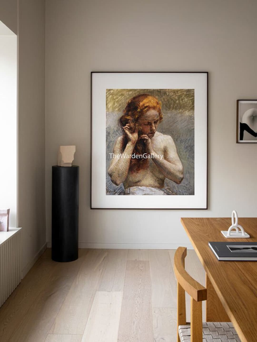 Antique Canvas Nude Woman with Short Hair main image 1