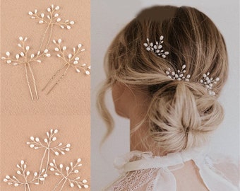 Wedding Pearl Hair Pins 3pcs, Bridal Headpiece, Bridesmaid Hair Accessories, Pearl Hair Clips, Bridal Jewelry Set