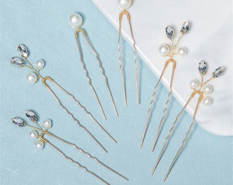 Forcine per capelli con strass e perle nuziali 6 pezzi, set di accessori per capelli da sposa, forcine per capelli da damigella d'onore, gioielli da sposa