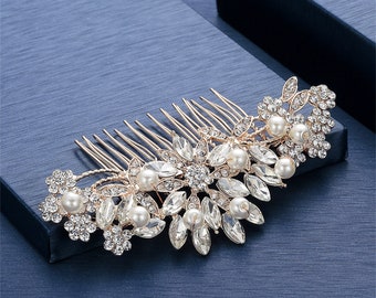 Hochzeit Strass Perle Haarkamm, Braut Kristall Haarschmuck, Brautjungfer Kopfschmuck