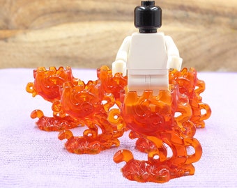Custom Made Minifigure Parts - Translucent Smoke Effect Stand - Red - Minifigure NOT Included - Rare