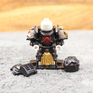 Custom Made Deluxe Medieval Knight High Definition Shinny Helmet and Armor Set - Black - Minifigure NOT Included - Rare