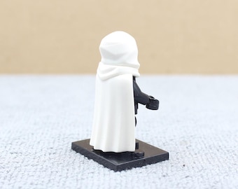 Custom Made Deluxe Super hero Wizard Witch Hard Cape + Hood (White) for Minifigure - Minifigure NOT Included - Rare