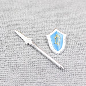 Custom Made Deluxe Medieval Knight Warrior the Master Spear and Shield for Minifigure - Minifigure NOT Included - Rare