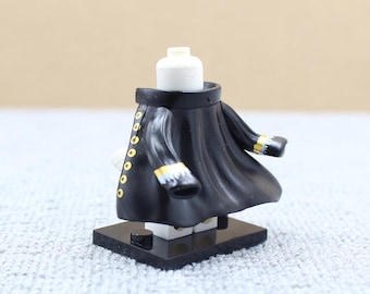 Custom Made Deluxe Captain Leader President Hard Cape with Sleeve (Black) for Minifigure - Minifigure NOT Included - Rare