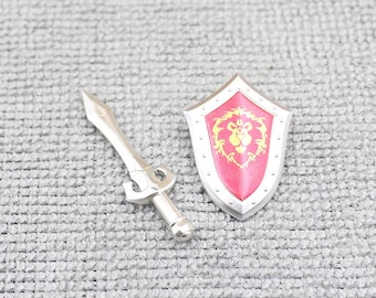 Custom Made Deluxe Medieval Knight Warrior the Master Sword and Shield for Minifigure - Minifigure NOT Included - Rare