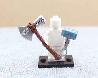 Custom Made Deluxe Super hero 2 PCS War Axe and Hammer Set for Minifigure - Minifigure NOT Included - Rare