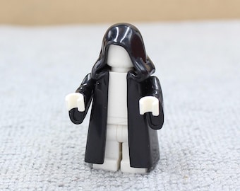 Custom Made Deluxe Wizard Assassin Jedi Hermit Style Hard Cape with Hood and Sleeve (Black) for Minifigure - Minifigure NOT Included - Rare