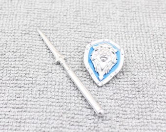 Custom Made Medieval Knight High Definition Shinny Spear and Shield Set - Minifigure NOT Included - Rare