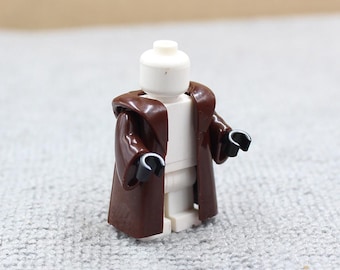 Custom Made Deluxe Wizard Assassin Jedi Hermit Style Hard Cape with Hood and Sleeve (Brown) for Minifigure - Minifigure NOT Included - Rare