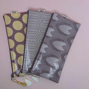 flache Kosmetiktasche | Wachstuch | Necessaire | Schminktasche | Stiftetasche | Federtasche | Mäppchen | Hygienetasche | Makeup |Size S long
