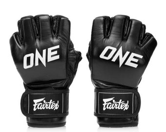 FAIRTEX ONE X Grappling Boxing Glove Padding MMA Muay Thai Genuine Leather Black Shipping from Thailand