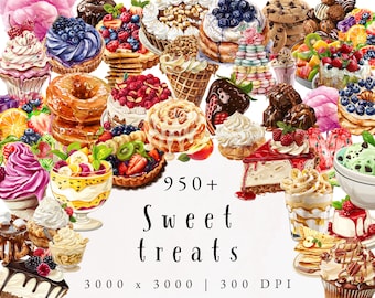 Süßigkeiten Clipart | Aquarell Süßigkeiten Clipart | Süßigkeiten Clipart | Süßigkeits-Grafiken | Eis Clipart | Süßes Land | Nachtisch Clipart
