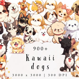 Kawaii Perro Clip Art / Corgis / Lindo Perro Clipart / Razas de Perros Clipart / Pegatinas Planificador / Uso Comercial / Decoración de Vivero / Ilustración de Perros