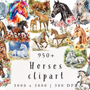 Horse Clipart | Watercolor Horse | Carousel Pony | Mixed Media | Pony Clipart | Pony Png | Newborn Baby | Card Making | Watercolor Wall Art