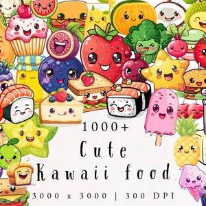 Kawaii Food Clipart | Cute Food Clipart | Cute Drinks Clipart | Junk Journal | Instant Download | Cartoon Food Clipart | Digital Stickers |